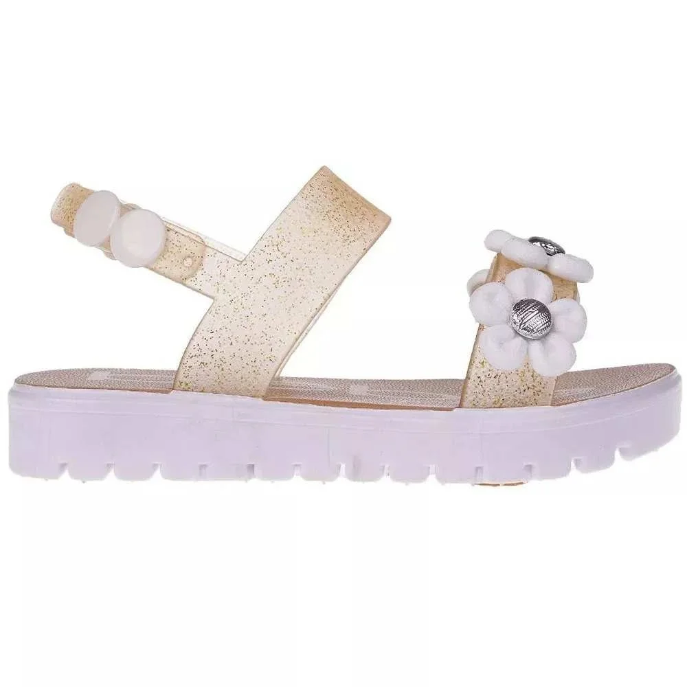 bebe Glitter Flower Sandals‎ Gold Baby Girls Size 5/6 New With Tags